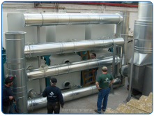 Suction piping connect to an active carbon filtering system